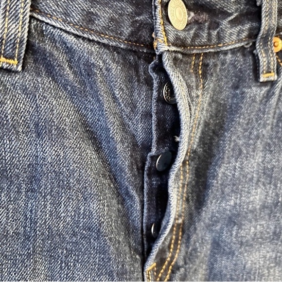 Levi’s 501 Cut Off Jean Shorts High Rise Raw Hem Size 28 Dark Blue Wash - Picture 3 of 8